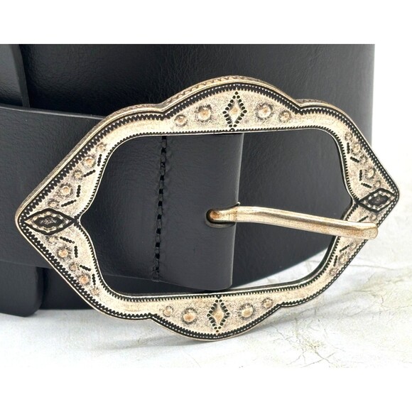 BA&SH Wide Cow Leather Belt Black Noir 1544-5144 Made in Italy US 29.5 Sm/Md EUC - Picture 11 of 16